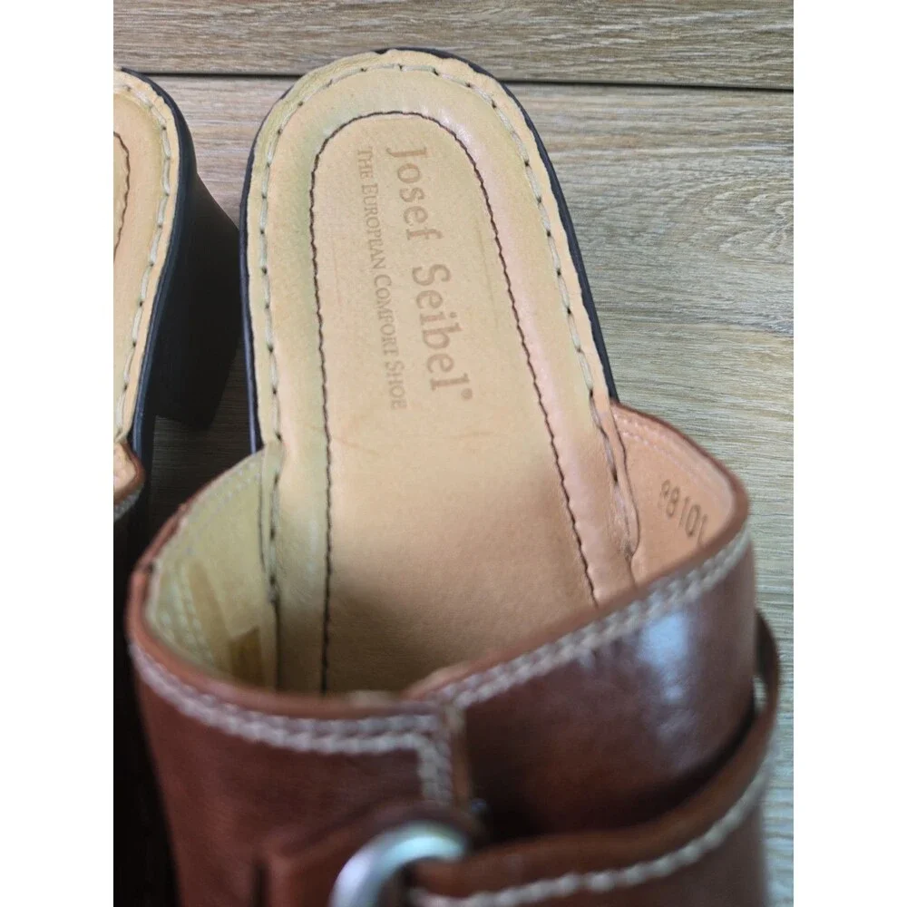 Josef Seibel Women's Size 10-- EU 42 Brown Slide Comfort Open Toe Sandals